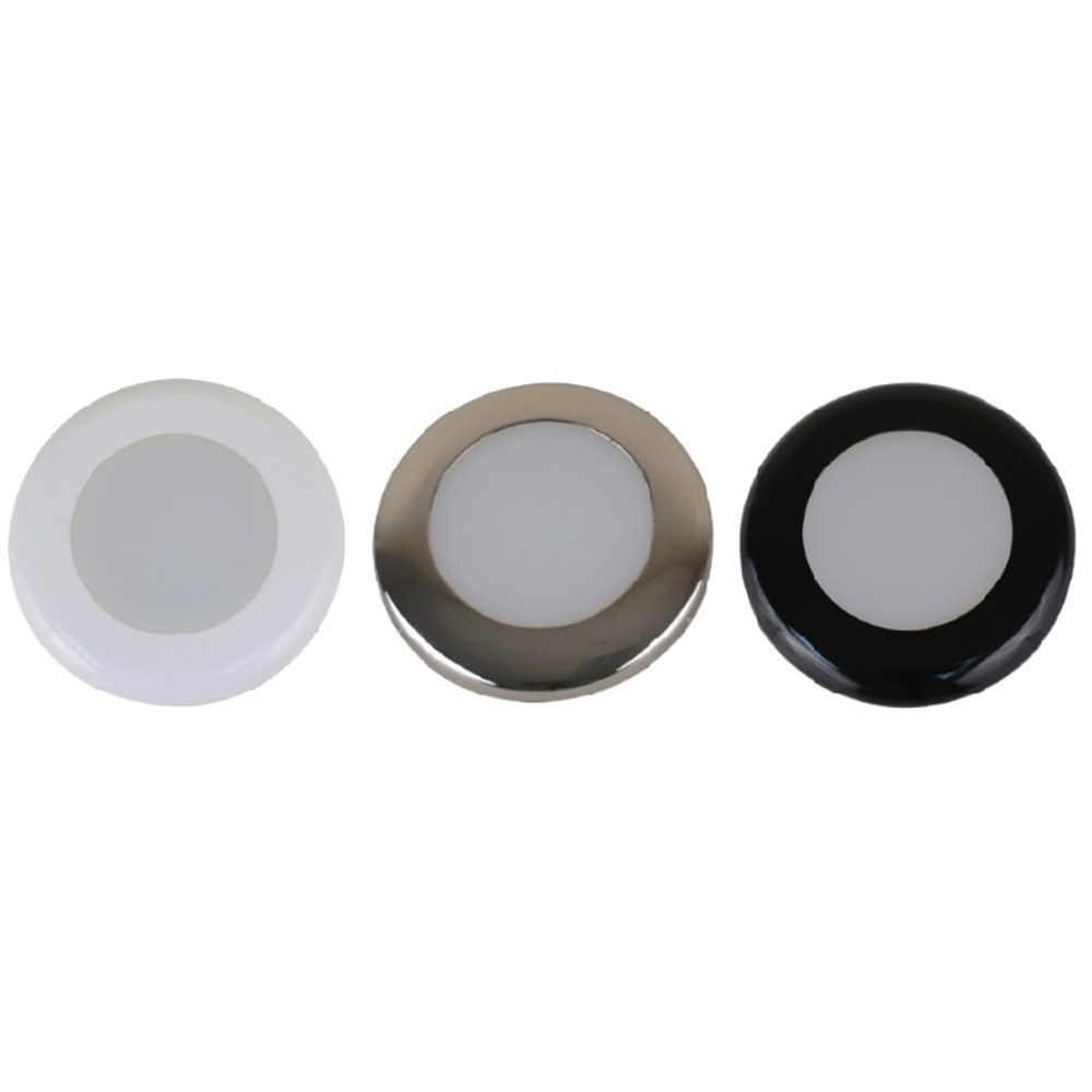 Image 1: Scandvik A3C Downlight Kit - Cool White w/SS, White, & Black Trim Rings