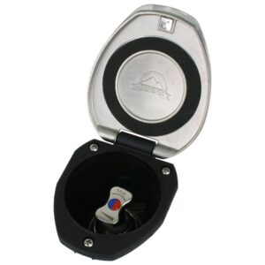 Image 1: Scandvik Recessed T-Handle Mixing Valve - SS w/Black Cup