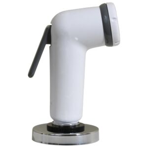 Image 1: Scandvik Straight Handle Pull Out Sprayer - White w/6' Hose