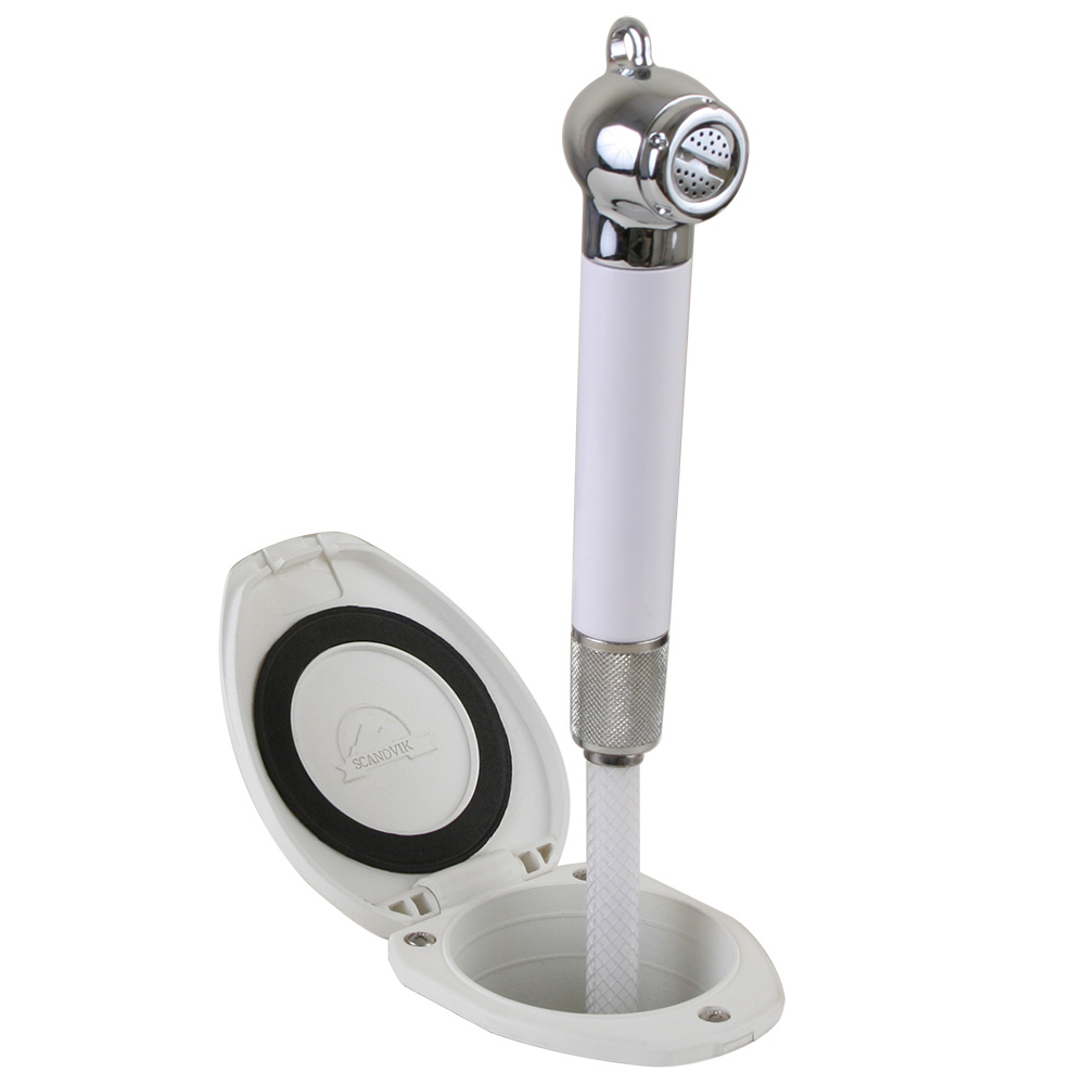 Image 1: Scandvik Recessed Shower w/6' White Hose - Push-Button
