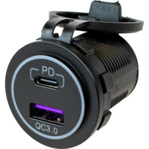 Image 1: Sea-Dog USB 3.0 & USB-C Power Socket w/Out Light