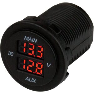 Image 1: Sea-Dog Round Voltage Meter 5V-15VDC w/Rainbow Dial