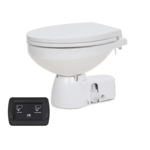 Image 1: Jabsco Quiet Flush E2 Raw Water Toilet Regular Bowl - 12V – Soft Close Lid