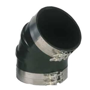 Image 1: Trident Marine 8" ID 45-Degree EPDM Black Rubber Molded Wet Exhaust Elbow w/4 T-Bolt Clamps