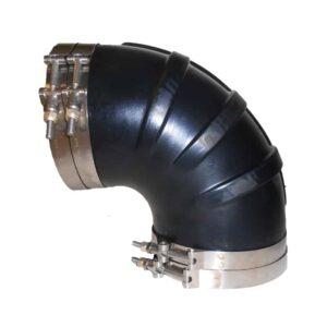 Image 1: Trident Marine 4" ID 90-Degree EPDM Black Rubber Molded Wet Exhaust Elbow w/4 T-Bolt Clamps