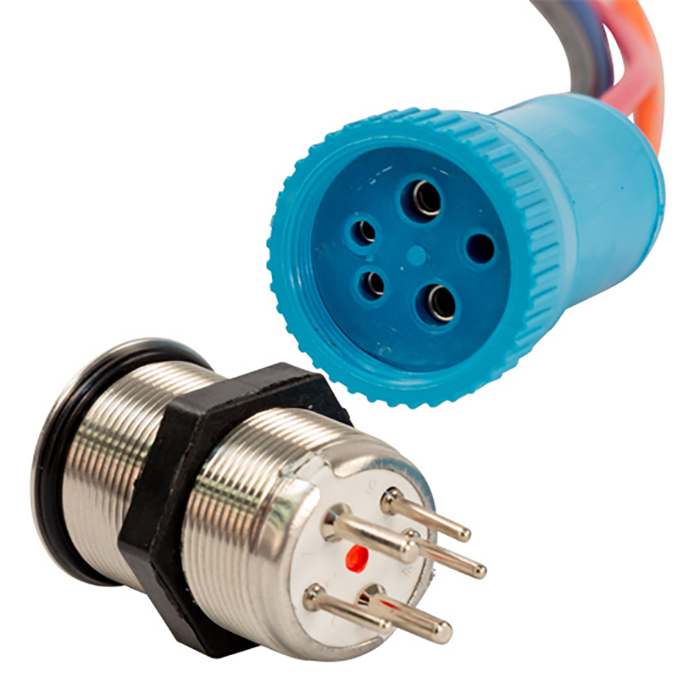 Image 1: Bluewater 22mm Push Button Switch - Off/On Contact - Blue/Red LED - 1' Lead