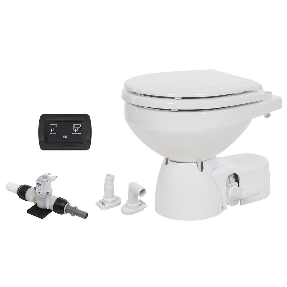 Image 1: Jabsco Quiet Flush E2 Fresh Water Toilet Compact Bowl - 12V - Soft Close Lid