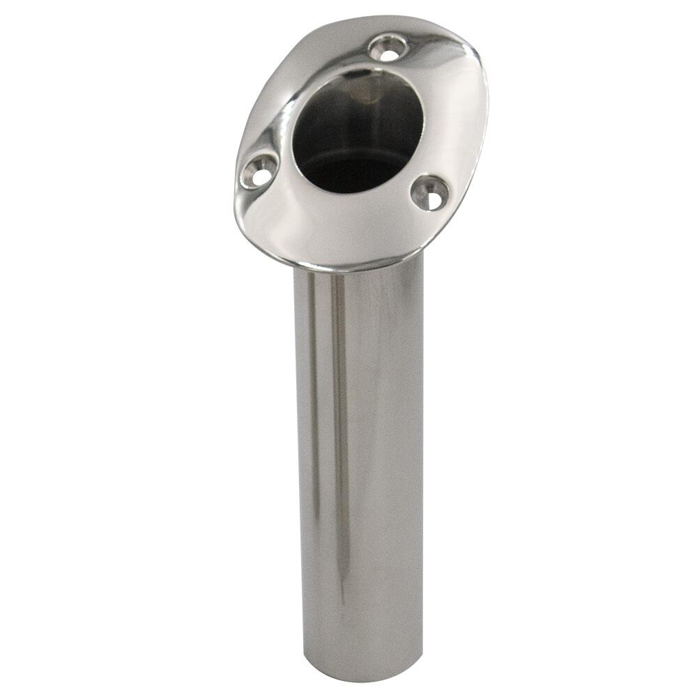 Image 1: C.E. Smith 70 Series Standard Flush Mount Rod Holder - 30 Degree - Stainless Steel - Gimbal Bar Bottom - Black Liner