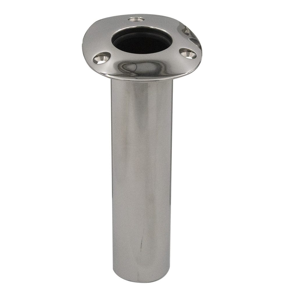 Image 1: C.E. Smith 70 Series Standard Flush Mount Rod Holder - 0 Degree - Stainless Steel - Cast Bottom - Black Liner