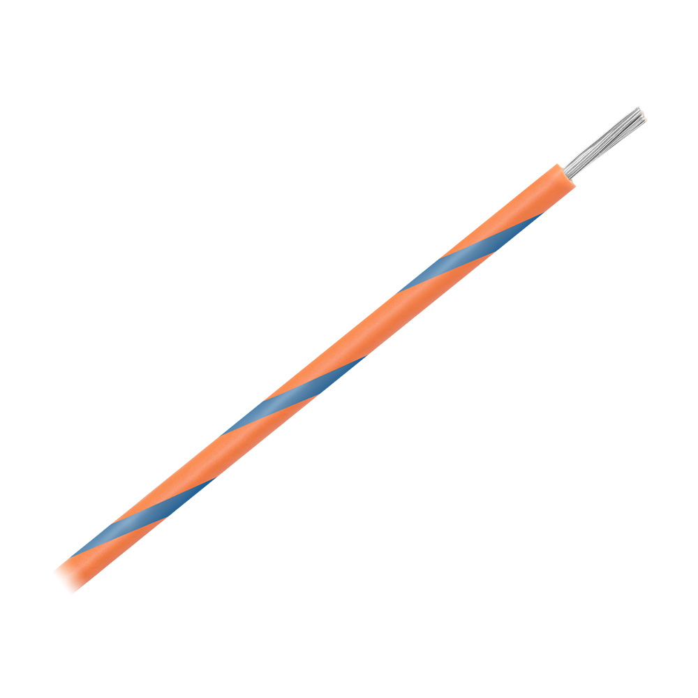 Image 1: Pacer 16 AWG Gauge Striped Marine Wire 500' Spool - Orange w/Blue Stripe