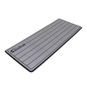 Image 1: SeaDek 16” x 39" 20mm Dual Density Large Teak Helm Pad w/SeaDek Logo - Brushed Texture - Storm Gray/Black (406.4mm x 990.6mm x 20mm)