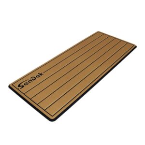 Image 1: SeaDek 16” x 39" 20mm Dual Density Large Teak Helm Pad w/SeaDek Logo - Brushed Texture - Mocha/Black (406.4mm x 990.6mm x 20mm)