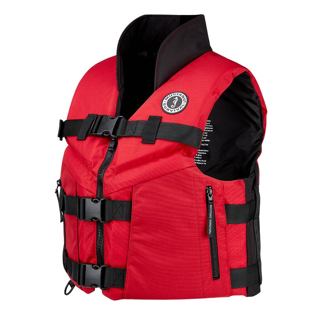 Image 1: Mustang Accel 100 Foam Fishing Vest - Large - Red-Black