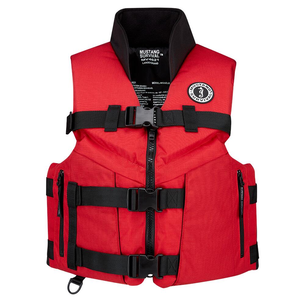 Image 2: Mustang Accel 100 Foam Fishing Vest - XL - Red-Black