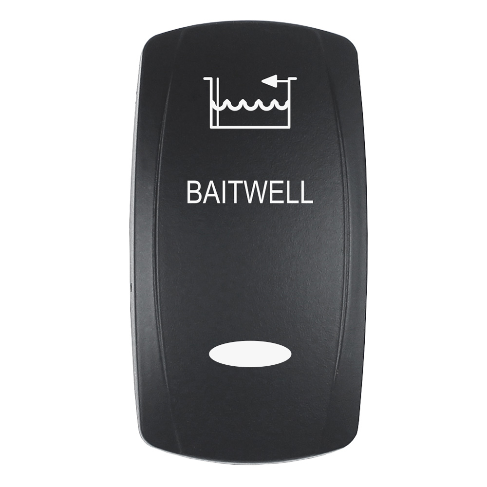 Image 1: Pacer Actuator - 'BAITWELL' f/V Series Contura Switches - Black - Laser Etched (Top/Bottom Light)