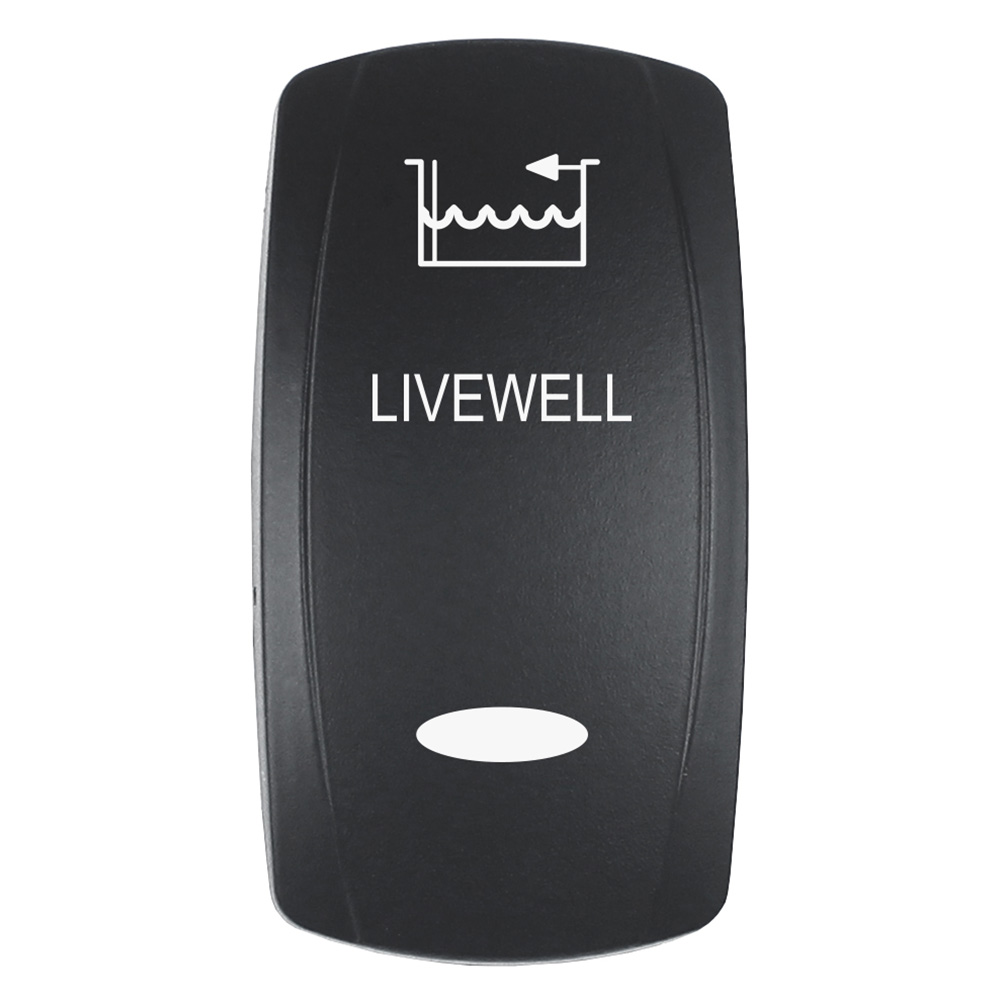 Image 1: Pacer Actuator - 'LIVEWELL' f/V Series Contura Switches - Black - Laser Etched (Top/Bottom Light)