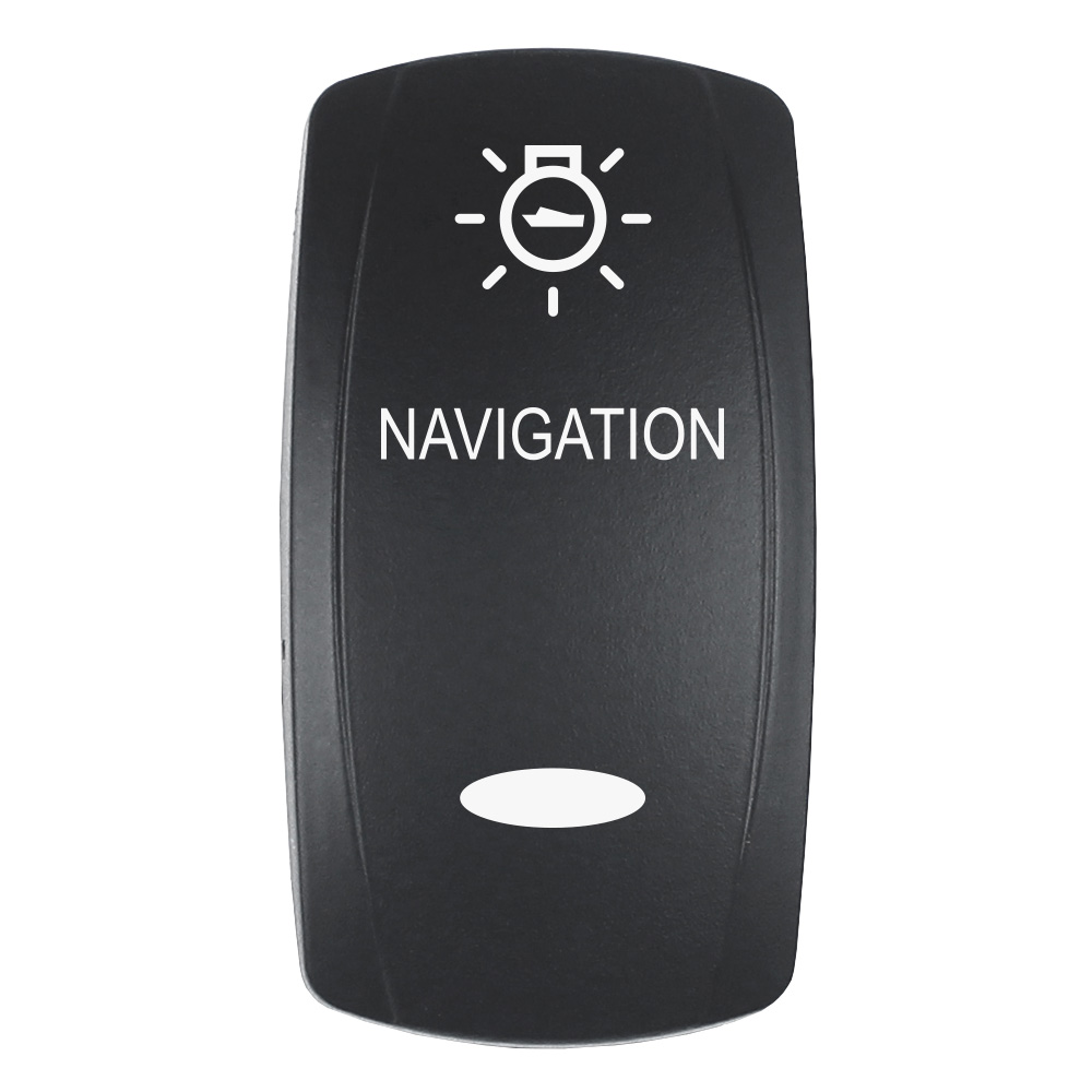 Image 1: Pacer Actuator - 'NAVIGATION' f/V Series Contura Switches - Black - Laser Etched (Top/Bottom Light)