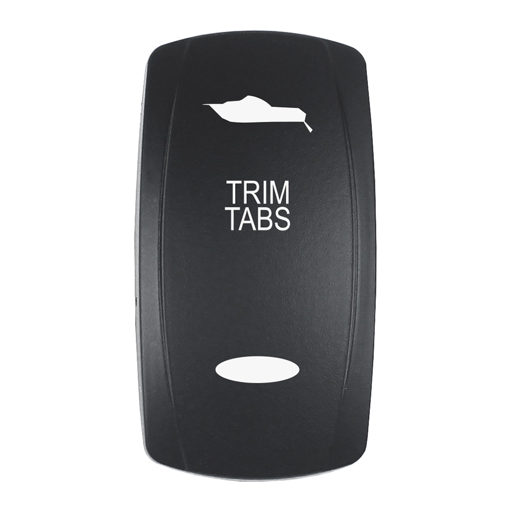 Image 1: Pacer Actuator - 'TRIM TABS' f/V Series Contura Switches - Black - Laser Etched (Top/Bottom Light)