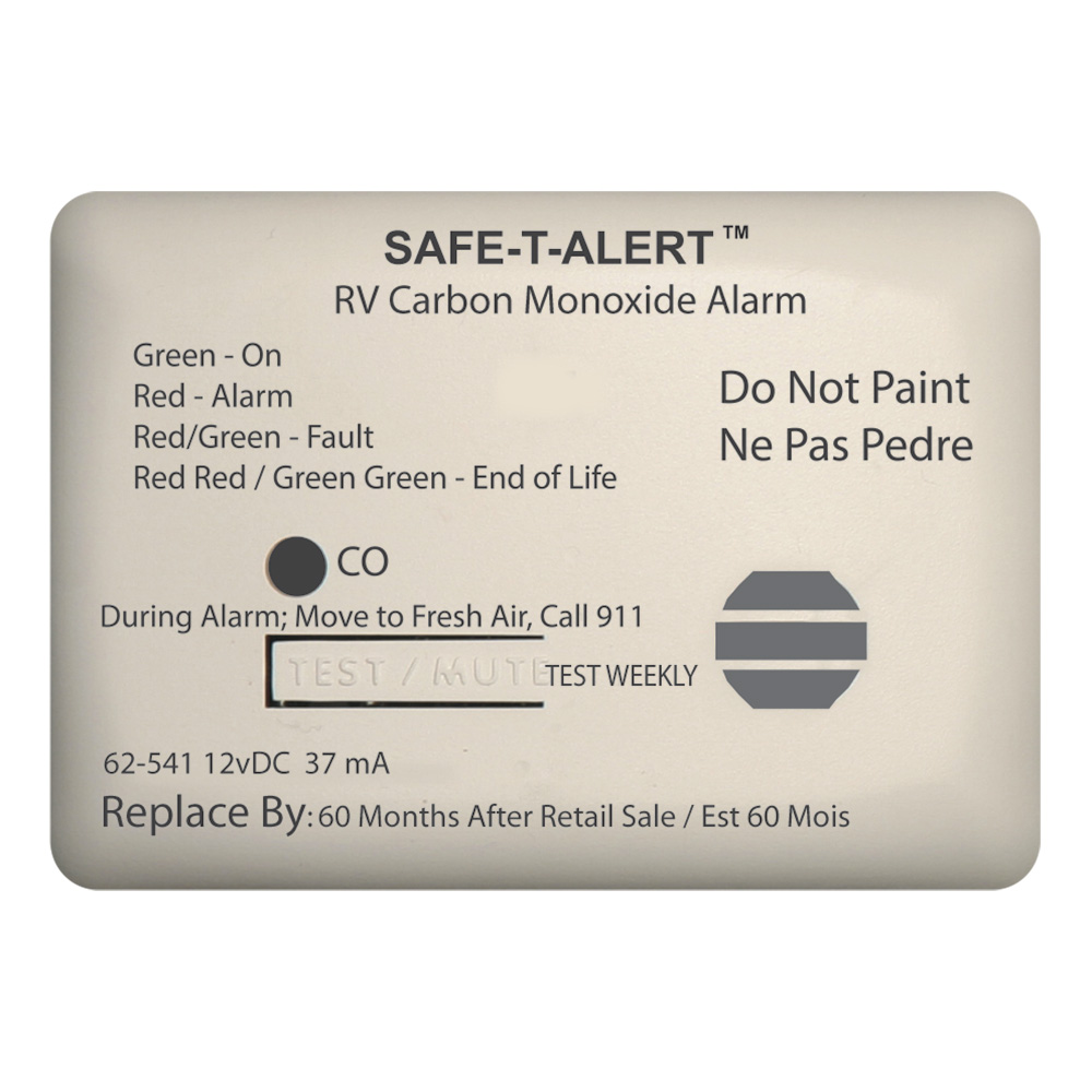 Image 1: Safe-T-Alert 62 Series Carbon Monoxide Alarm - 12V - RV Surface Mount - White