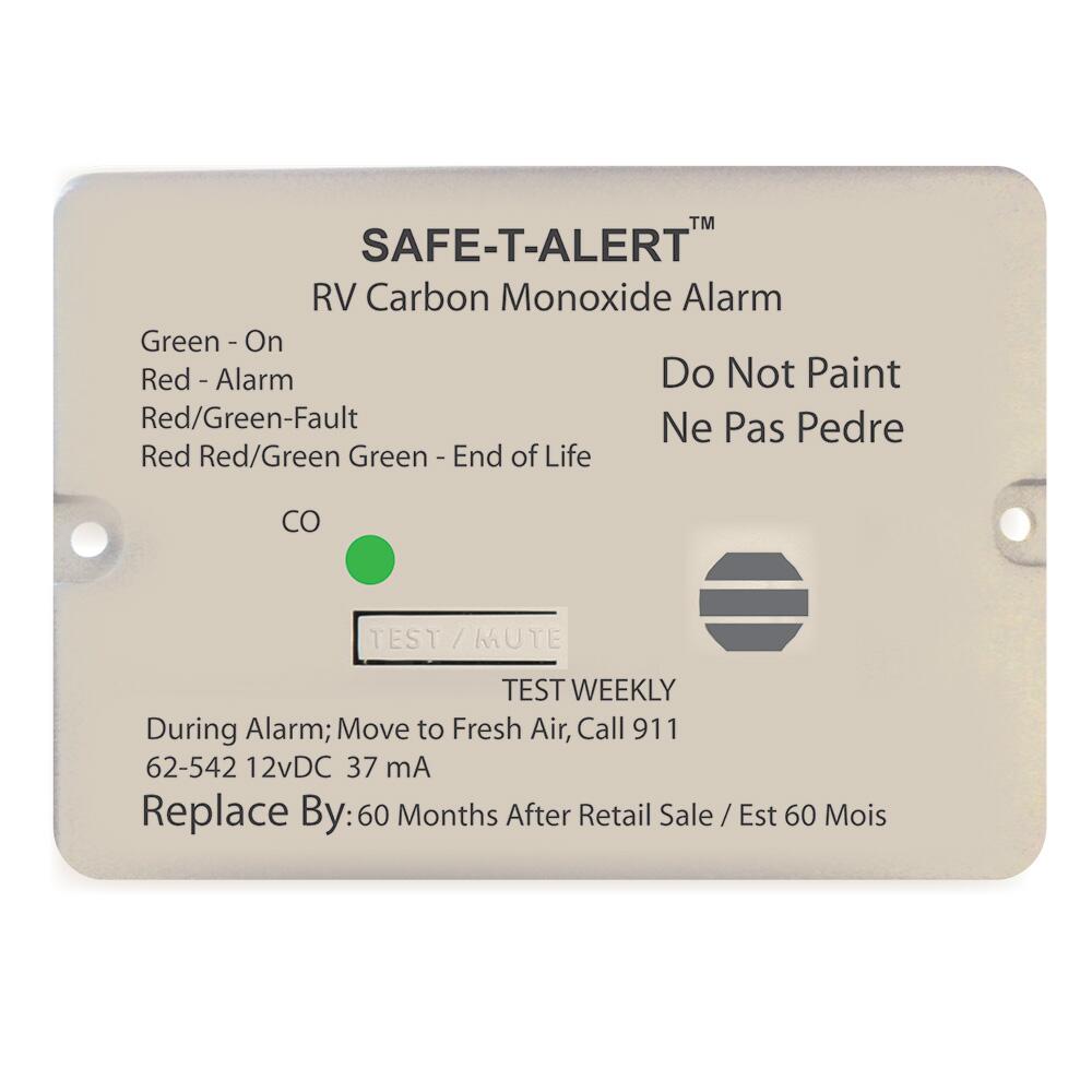 Image 1: Safe-T-Alert 62 Series Carbon Monoxide Alarm - 12V - RV Flush Mount - White