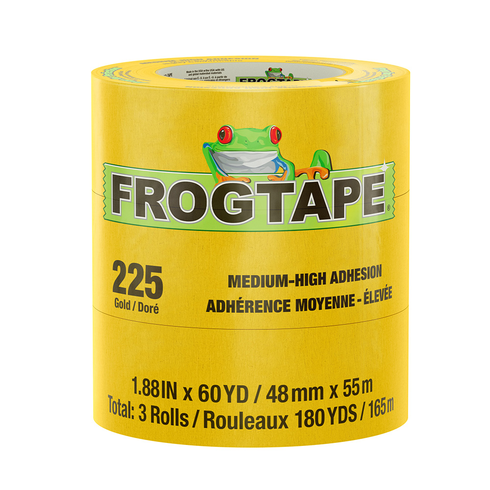 Image 1: FrogTape CP 225 Medium-High Adhesion Masking Tape - 48MM x 55M x 3-Pack - Gold - Rated for 225°F