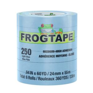 Image 1: FrogTape CP 250 Medium-High Adhesion Masking Tape - 24MM x 55M x 12-Pack - Light Blue - Rated f/250°F