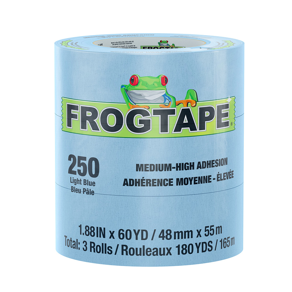 Image 1: FrogTape CP 250 Medium-High Adhesion Masking Tape - 48MM x 55M x 3-Pack - Light Blue - Rated for 250°F