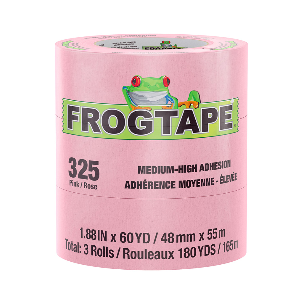 Image 1: FrogTape CP 325 Medium-High Adhesion Masking Tape - 48MM x 55M x 3-Pack - Pink - Rated for 325°F