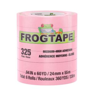 Image 1: FrogTape CP 325 Medium-High Adhesion Masking Tape - 24MM x 55M x 12-Pack - Pink - Rated f/325°F