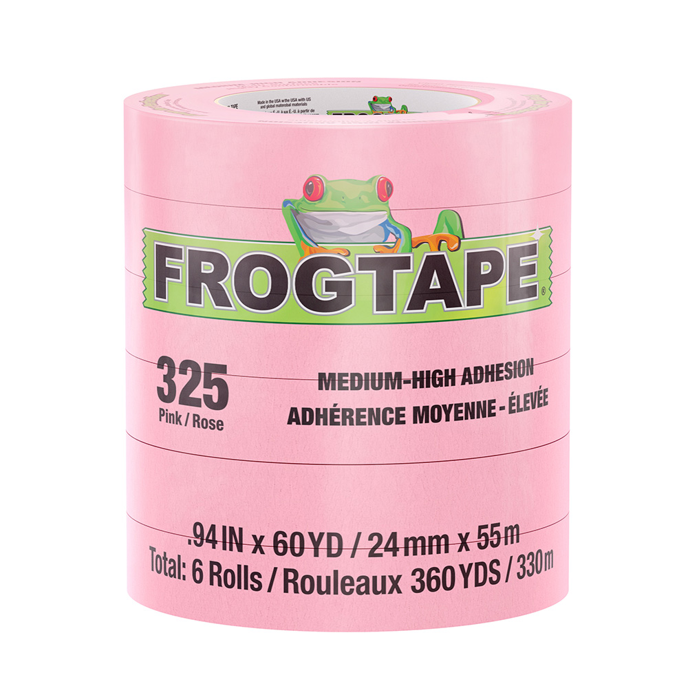 Image 1: FrogTape CP 325 Medium-High Adhesion Masking Tape - 24MM x 55M x 6-Pack - Pink - Rated for 325°F