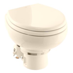 Image 1: Dometic™ MasterFlush 7160 Bone Electric Macerating Toilet w/Orbit Base - Raw Water - 12V