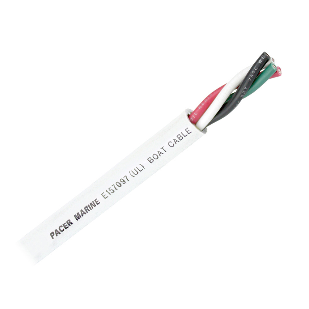 Image 1: Pacer Round 4 Conductor Cable - 100' - 8/4 AWG - Black, Red, Green, & White