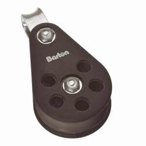 Image 1: Barton Size 6 64mm Plain Bearing Pulley Single Block Fixed Eye