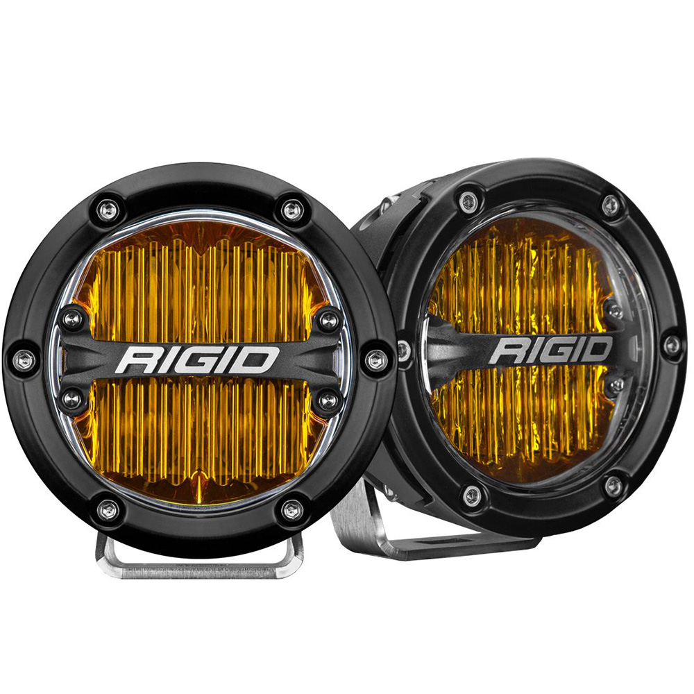 Image 1: RIGID Industries 360-Series 4" LED SAE Fog Beam - Yellow - Set of 2