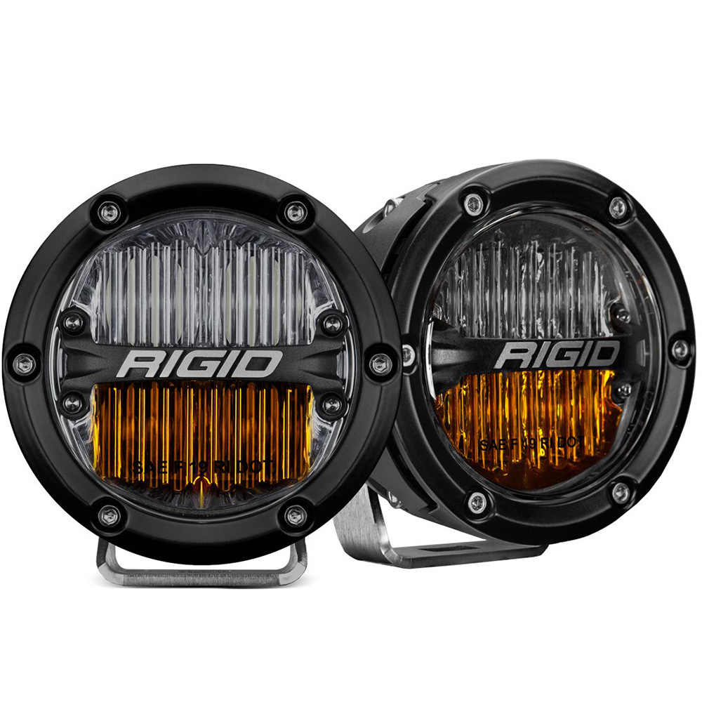 Image 1: RIGID Industries 360-Series 4" LED SAE Fog Beam - Yellow/White - Set of 2