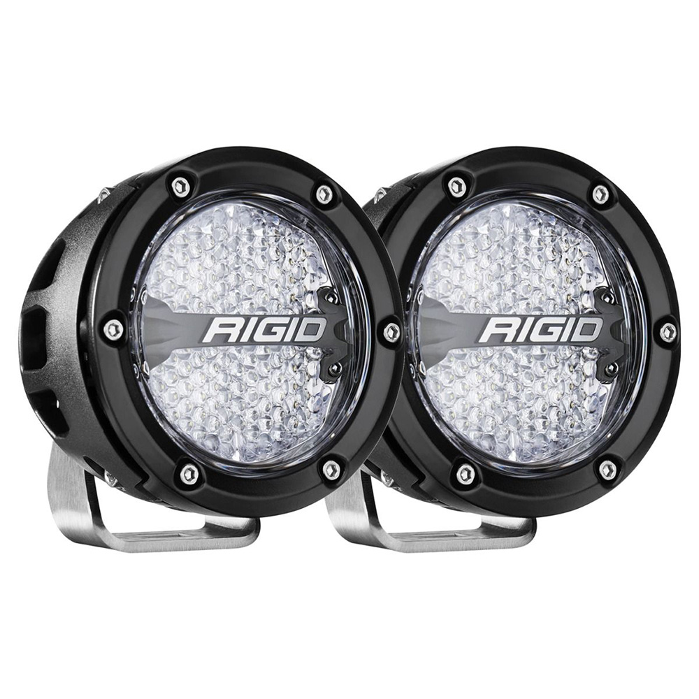 Image 1: RIGID Industries 360-Series RGBW 4" Offroad Lamp Diffused Beam w/RGBW Backlight Pods - Set of 2