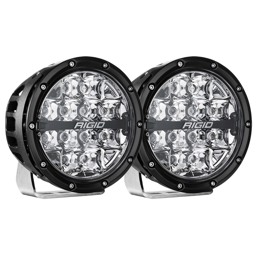 Image 1: RIGID Industries 360-Series RGBW 6" Offroad Lamp Spot Beam w/RGBW Backlight Pods - Set of 2