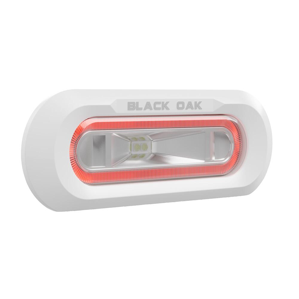 Image 1: Black Oak Low Pro™ Marine Spreader Light - Flush Mount - White Housing - Red LED