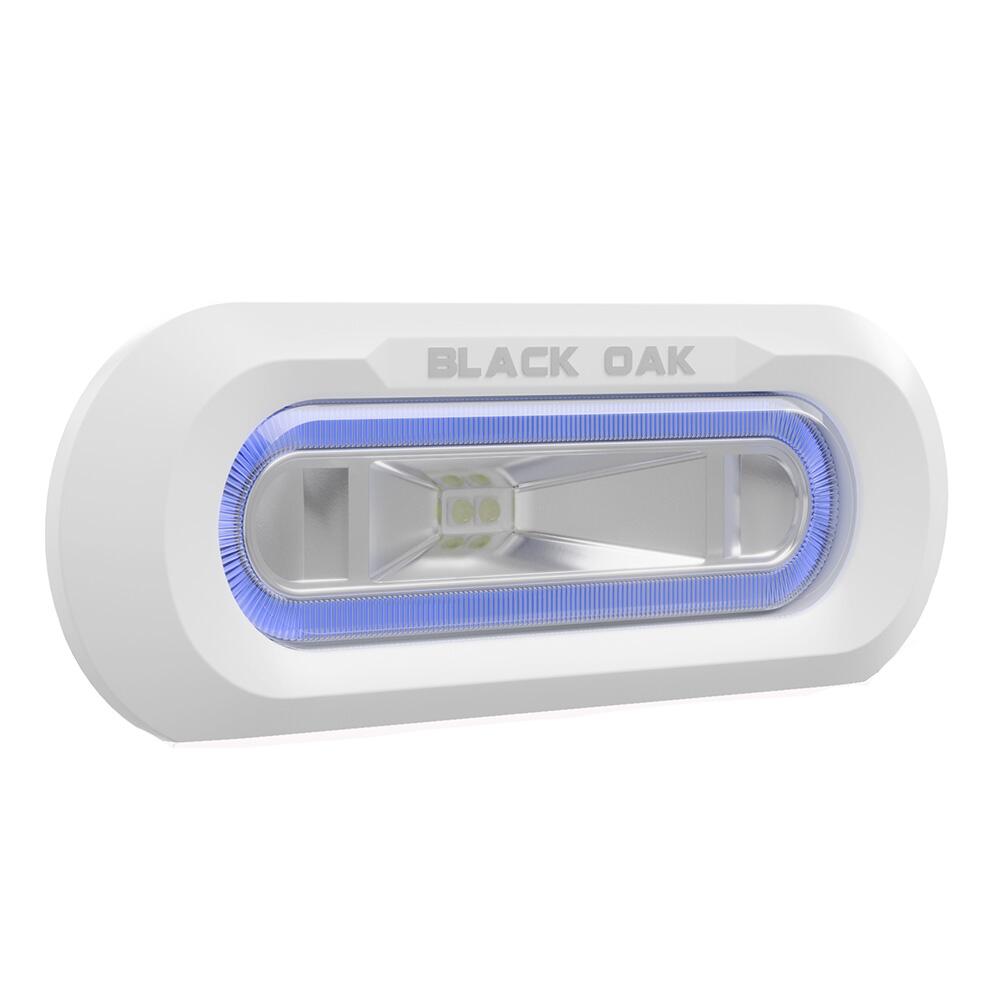 Image 1: Black Oak Low Pro™ Marine Spreader Light - Flush Mount - White Housing - Blue LED