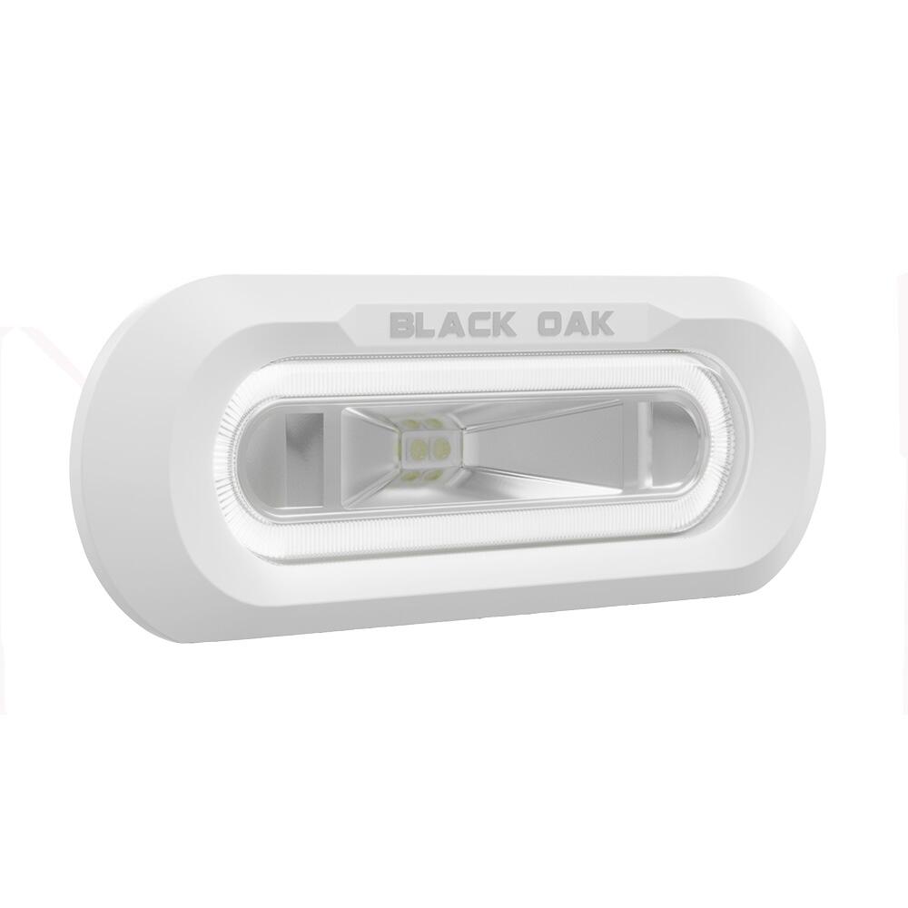 Image 1: Black Oak Low Pro™ Marine Spreader Light - Flush Mount - White Housing - White LED