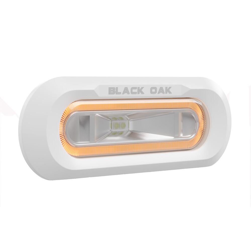 Image 1: Black Oak Low Pro™ Marine Spreader Light - Flush Mount - White Housing - Amber LED
