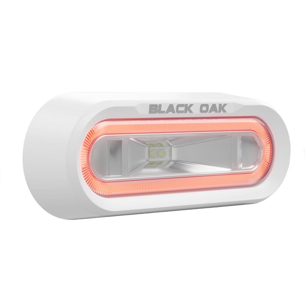 Image 1: Black Oak Low Pro™ Off Road Spreader Light - Bracket Mount - White Housing - Red LED