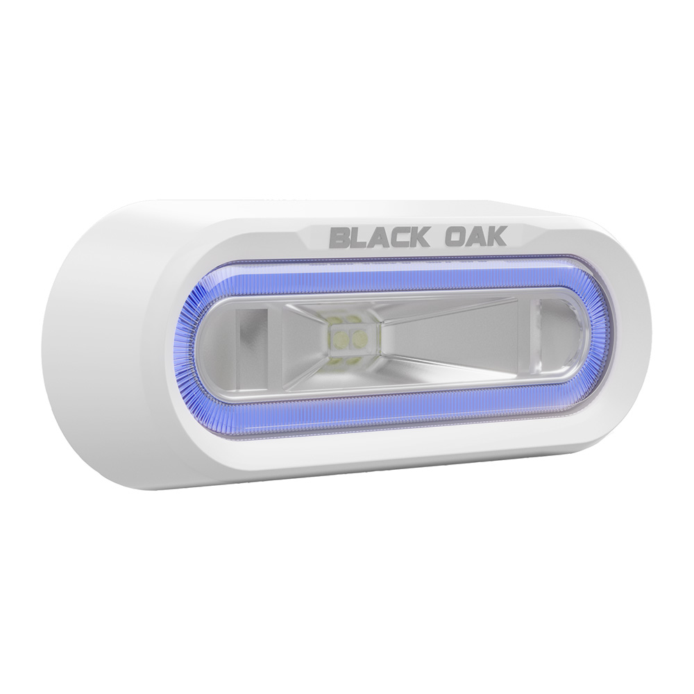 Image 1: Black Oak Low Pro™ Off Road Spreader Light - Bracket Mount - White Housing - Blue LED