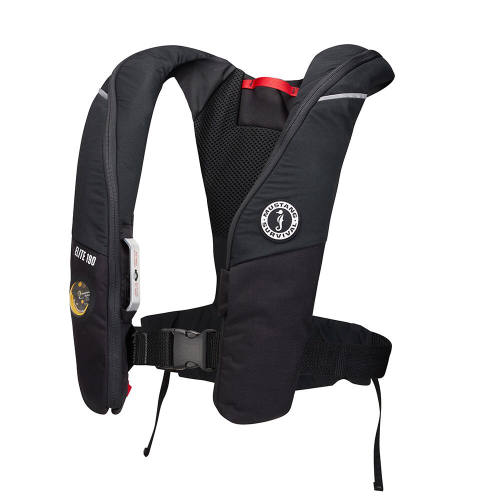 Image 1: Mustang Elite 190 Offshore Inflatable PFD - Black
