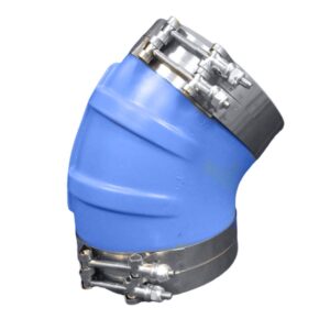 Image 1: Trident Marine ID 45 Degree Blue Silicone Molded Wet Exhaust Elbow w/4 T-Bolt Clamps