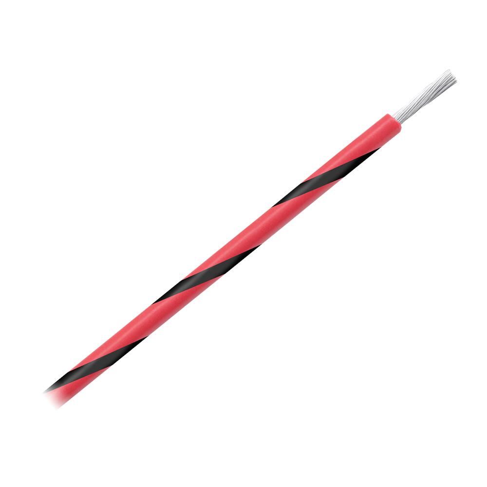 Image 1: Pacer 14 AWG Gauge Striped Marine Wire 500' Spool - Red w/Black Stripe
