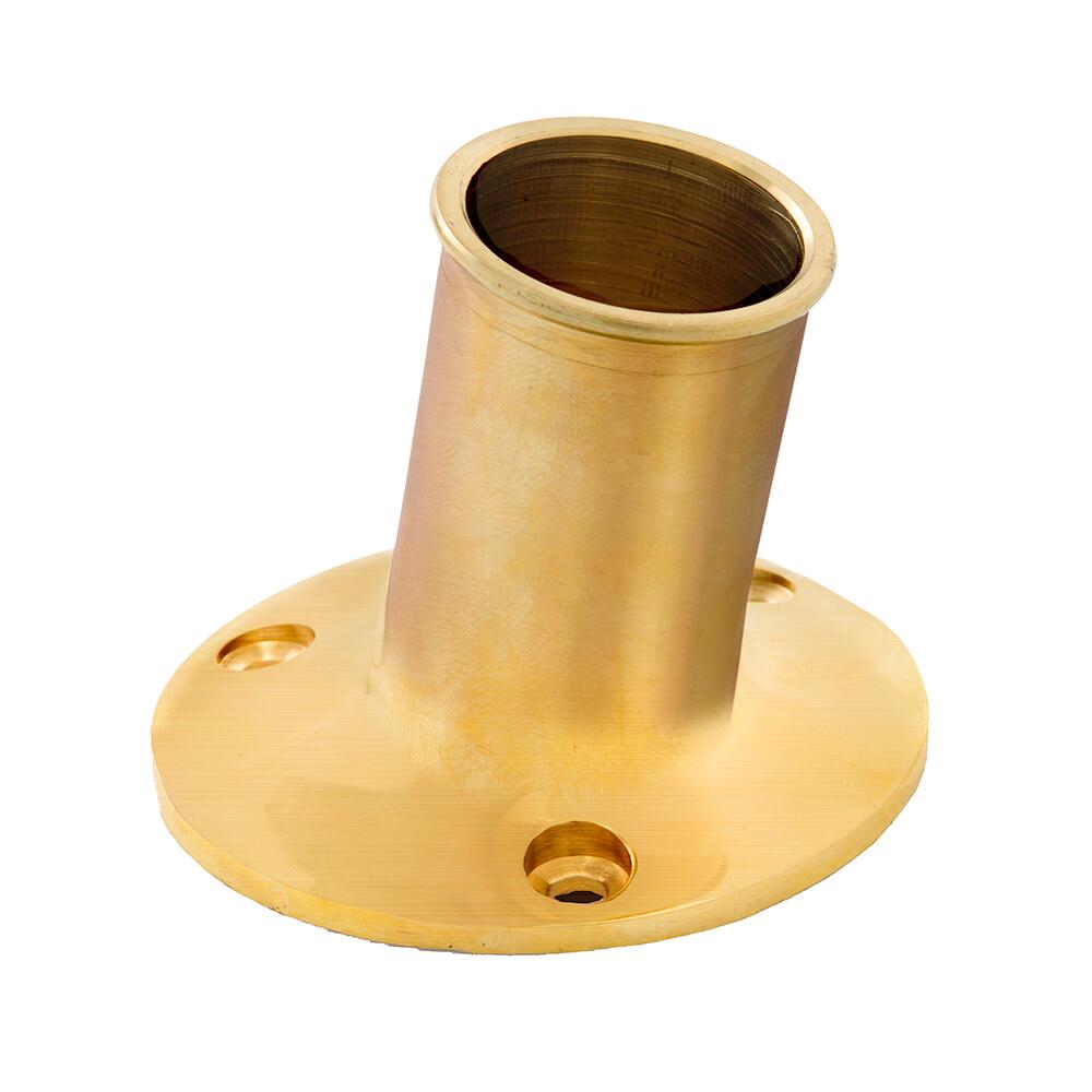 Image 1: Whitecap Top Mount Flag Pole Socket - 1" ID - Polished Brass