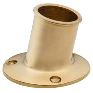 Image 1: Whitecap Top Mount Flag Pole Socket 1-1/4" ID - Polished Brass