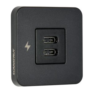 Image 1: Scanstrut TILE USB-C Interior Charging Socket - 12/24V - Black Bezel