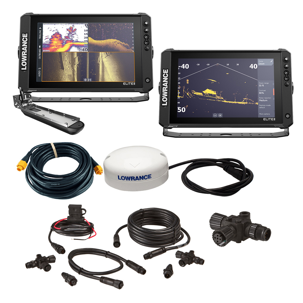 Image 1: Lowrance Elite™ FS 12 BOAT in A BOX with Active Imaging 3-in-1 - 2 Displays, TD, GPS Antenna, Starter Kit, 25' Ethernet Cable